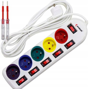 shumee POWER STRIP 3m podaljšek, stikala, 5 vtičnic + epruveta
