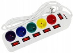 shumee POWER STRIP 3m podaljšek, stikala, 5 vtičnic + epruveta