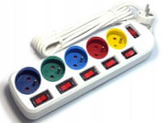shumee POWER STRIP 3m podaljšek, stikala, 5 vtičnic + epruveta