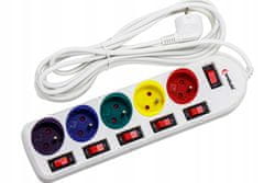 shumee POWER STRIP 3m podaljšek, stikala, 5 vtičnic + epruveta