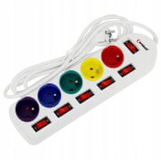 shumee POWER STRIP 3m podaljšek, stikala, 5 vtičnic + epruveta