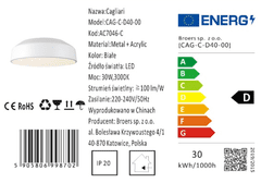 shumee Cagliari - stropna svetilka 40cm 30W, LED bela