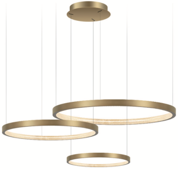 shumee Zing Ring Triple 80 B - LED lestenec 80 cm trije obroči zlata medenina