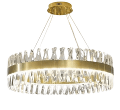 shumee Amsterdam - lestenec 60 cm, LED obroč 3 barve 50 W, brušena medenina K9 kristal