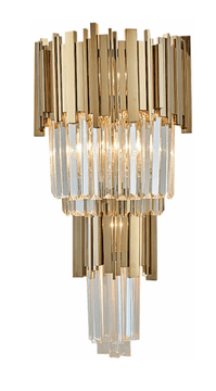 shumee Pipe Orgle Wall L BRASS - dvovrstna kristalna stenska svetilka 60 cm