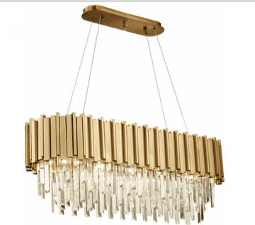 shumee Pipe Organ Crystal BRASS - Long Chandelier - podolgovat kristalni lestenec 80cm
