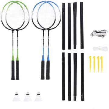 shumee NR0314 KOMPLET LOPAJEV ZA BADMINTON STEEL (4 LOPAJI + POKROV + 3 GUTI + MREŽE 195x22cm) NILS
