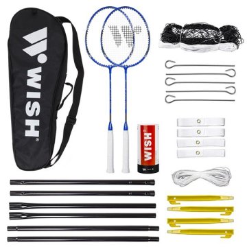 shumee ALUMTEC 5566 KOMPLET ZA BADMINTON MODER 2KOM + ČOLNIČKI 3KOM + MREŽA + VRNICE ZA ŽELJE