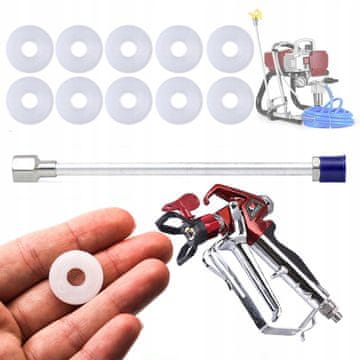 shumee Rosfix 10xTesnilo za lakirno pištolo 1 kos + Sulica za lakirno pištolo 30cm + Lakirna pištola za enoto RX-PRO v kompletu s šobo 517 in pokrovom