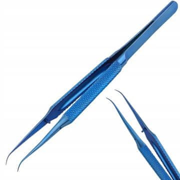shumee BT-15 Precision titanium pinceta ukrivljena (modra)