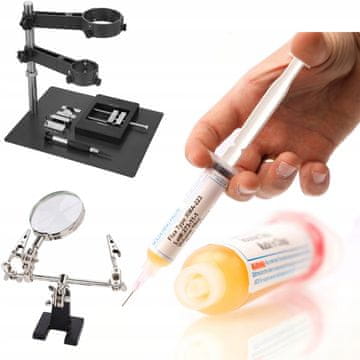 shumee Rosfix Hotair in PCB montažna ploščad/ročaj + RMA-223 spajkalni tok + tretja roka s povečevalnim steklom