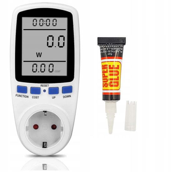 shumee Vatmeter / merilnik porabe električne energije priključen na omrežje + cianoakrilatno lepilo Super Glue 3g 1 kos.