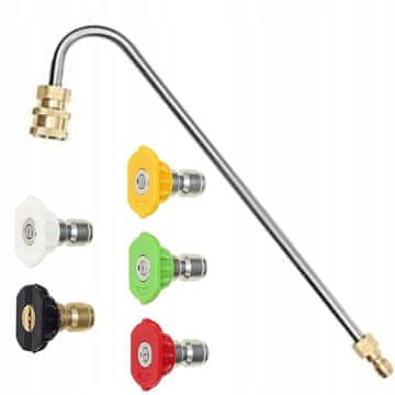 shumee Rosfix Set 5 hitro spojnih šob za visokotlačne čistilnike (0°, 15°, 25°, 40°, 60°) + cev za visokotlačne čistilnike 1/4" 34cm U-tip