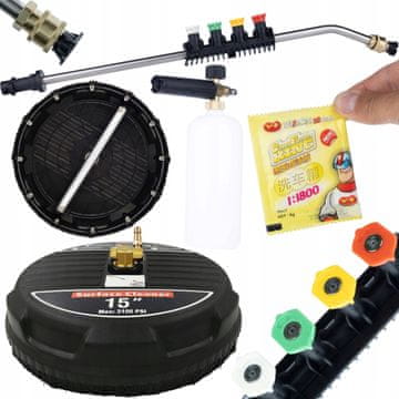 shumee Rosfix T-Racer 1 kockasta krtača + 1/4"" sulica za visokotlačni čistilec, upognjena, 15 + 5 šob in ročaj + pištola za peno 1000ML + prašek za penjenje za pištolo za peno 6G