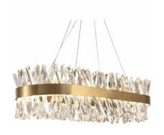 shumee Amsterdam – Kristalni lestenec 3 LED barve, podolgovata 80 cm brušena medenina