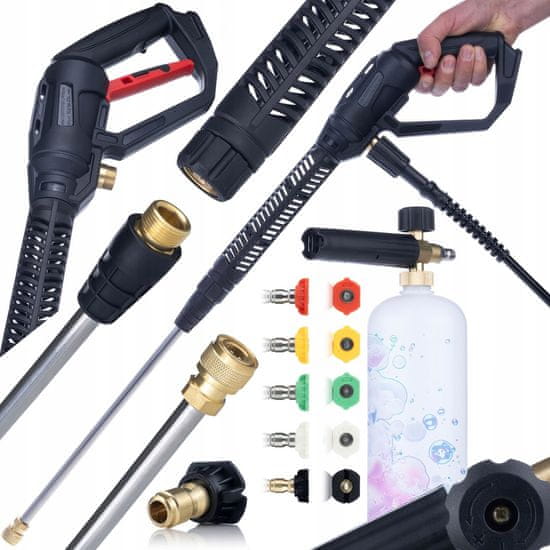 shumee Rosfix Pro Clean Gun PCG1 visokotlačna pištola za čistilnik z dodatki + Rosfix 1000ml penilo za čistilnik + komplet 5 šob za hitro povezavo