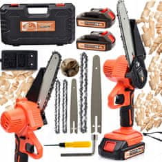 shumee Rosfix Orange Pirania OP21V akumulatorska verižna žaga/električna žaga, serija Animal PRO + 2x Max Lithium Power Battery + etui in dodatki