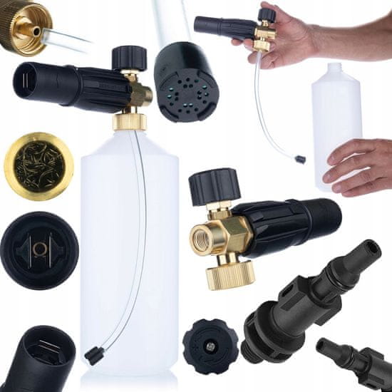shumee Rosfix Penilnik S0401 1000ml za visokotlačni čistilec G1/4F, šoba 1,23mm + Adapter / adapter za tlačni čistilec Lavor na G1/4""M (plastika)