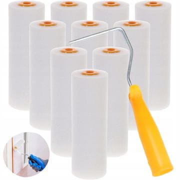 shumee Komplet 10 cm poliuretanskih barvnih valjev z ročajem