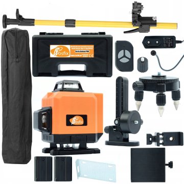 shumee Rosfix Orange Tiger 12-linijska laserska nibela ROT12L v kovčku s kompletom + palica/stativ 350 cm za lasersko nibelo Rosfix