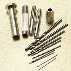 shumee Ročni mini vrtalni stroj + komplet 10 svedrov 0,8–3 mm za les, plastiko DIY