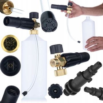 shumee Rosfix S0401 Pištola za peno 1000 ml za tlačni čistilnik G1/4F, šoba 1,23 mm + Adapter / adapter za visokotlačni čistilnik Nilfisk na G1/4""M (plastika)