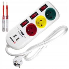 shumee POWER STRIP Podaljšek 1,5 m USB stikala