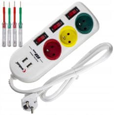 shumee POWER STRIP Podaljšek 1,5 m USB stikala