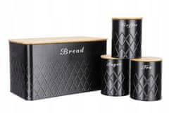 shumee BLACK BREAD BOX POSODICE KAVA ČAJ SLADKOR JEKLO