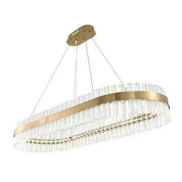 shumee Luxemburg - Kristalni lestenec 80 cm 3 LED barve 40 W podolgovata brušena medenina