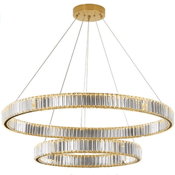 shumee Bohemia 100 Double - dvovrstni kristalni lestenec LED obroč 100 cm zlata