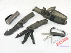 shumee Olive survival nož, žepni nož, svetilka, karabin