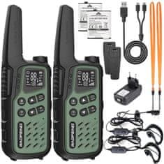 shumee Baofeng BF-T25E PMR walkie-talkie 2 kosa. Zeleni walkie talkie