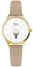 shumee Klasična ženska lovska ura Pierre Ricaud Quartz St. Deer Hubert bež
