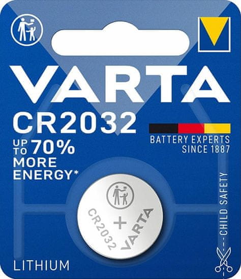 shumee Pretisni omot litijeve gumbne baterije Varta CR2032 3V 230 mAh