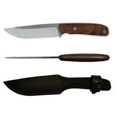 shumee Manly Blaze D2 Walnut nož, usnjena torbica 02ML012 HRC 59/61