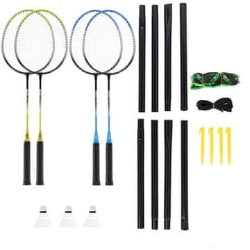 shumee NRZ014 STEEL / BADMINTON KOMPLET 4 LOPAJI + 3 PUŠČKI + MREŽE 195x22cm + POKROV NILS