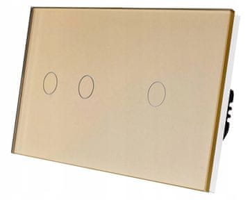 shumee STIKALO ZA LUČ NA DOTIK 2+1 TROJNO 3K STEKLO