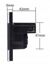 shumee ENOJNA STEKLENA Vtičnica 2x USB-A KONTAKT 16A