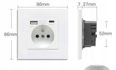 shumee ENOJNA STEKLENA VTIČNICA USB USB A+C KONTAKT 16A