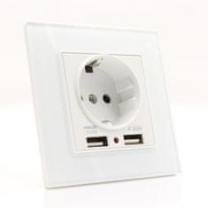 shumee ENOJNA STEKLENA ELEKTRIČNA VTIČNICA Z 2X USB