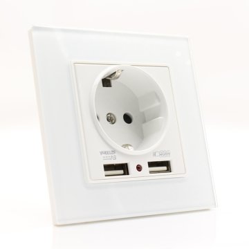 shumee ENOJNA STEKLENA ELEKTRIČNA VTIČNICA Z 2X USB