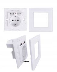 shumee ENOJNA STEKLENA ELEKTRIČNA VTIČNICA Z 2X USB