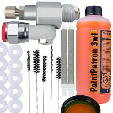 shumee Rosfix CleanShot ventil za razpršilec barve + 10X tesnilo + čistilne palice + 2X prstni filter White 60 + tekočina za vzdrževanje in čiščenje razpršilnika barve