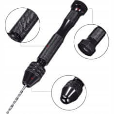 shumee Ročni mini stiskalni sveder, črn + komplet 25 svedrov 0,5–3 mm za les, plastiko DIY