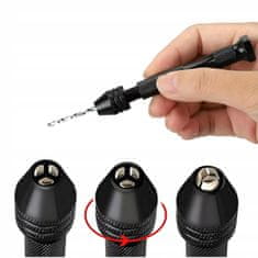shumee Ročni mini stiskalni sveder, črn + komplet 25 svedrov 0,5–3 mm za les, plastiko DIY