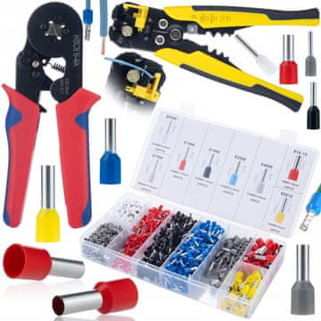 shumee Rosfix Orodje za stiskanje izoliranih tulcev + 1200 tulcev + avtomatski odstranjevalec izolacije s stiskalnikom za konektorje