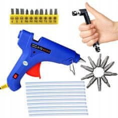 shumee Komplet 100 W vroče lepilne pištole s stikalom + 10x lepilne pištole + 1/4” kotni izvijač + 10 univerzalnih nastavkov