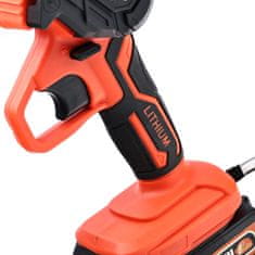 shumee Rosfix Orange Pirania OP21V akumulatorska verižna žaga/električna žaga, serija Animal PRO + 2 x 3 Ah litijeva baterija za napajanje + kovček in dodatki + veriga in 4" drog