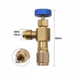 shumee Ventil Rosfix za polnjenje hladilnih sistemov za hladilno sredstvo R32, spodaj R410, stran R410 modra